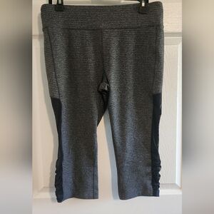 bcg Gray Capri Leggings with Black Sheer Side Panels